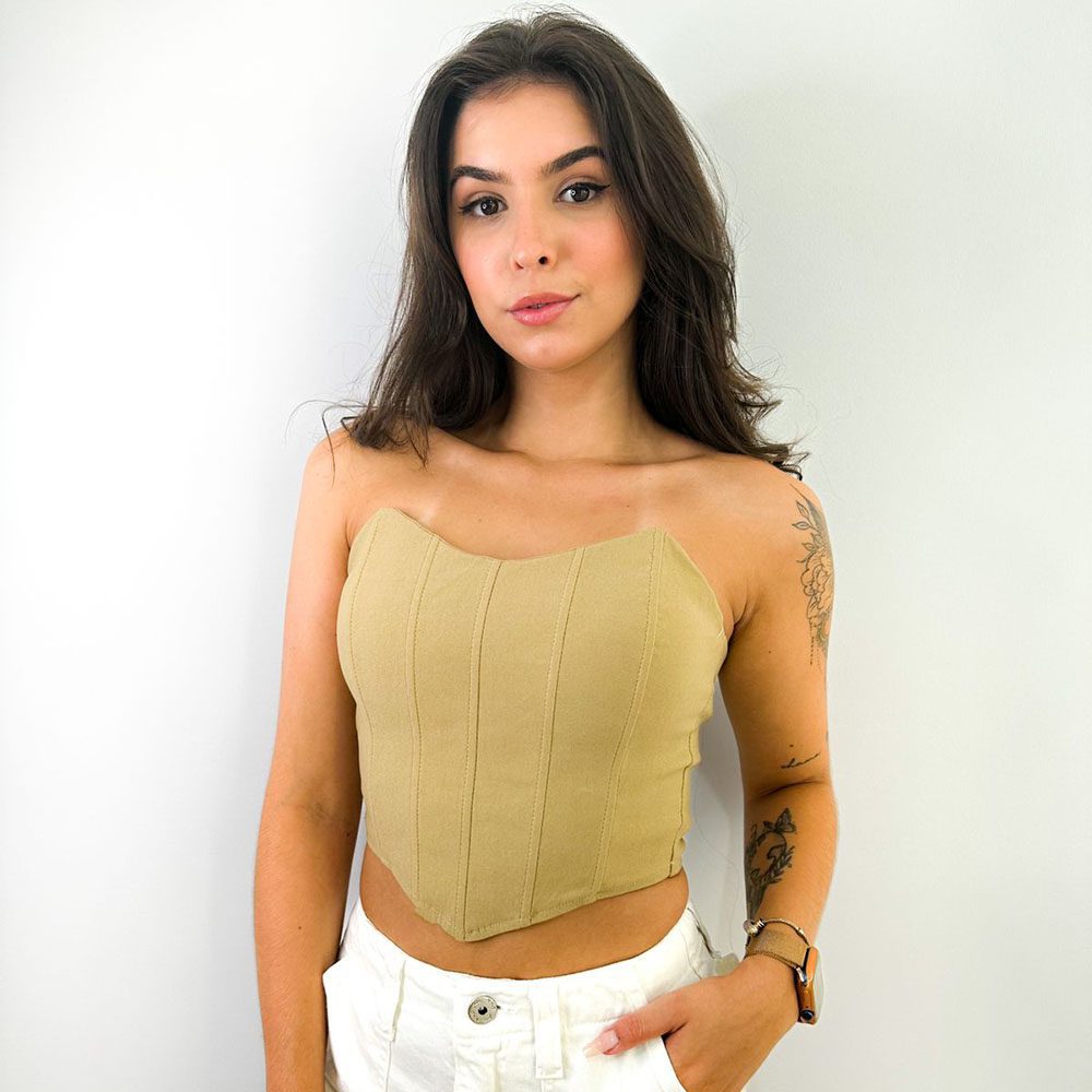 Cropped Corselet Tomara Que Caia Nude Inovar Forever