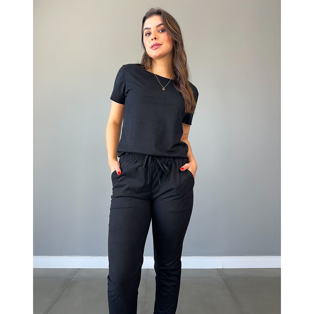 Conjunto Em Suede Jogger Preto Inovar Forever