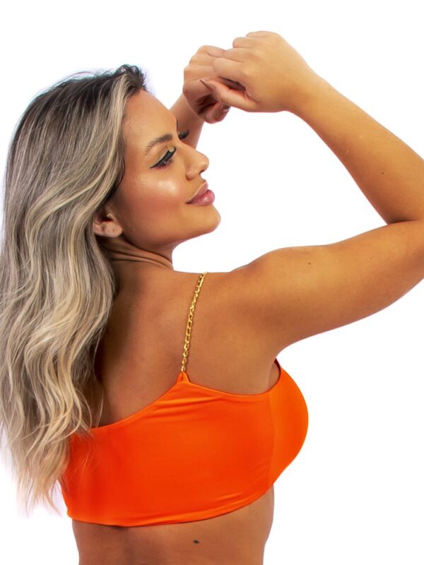 Top Faixa Laranja Neon Com Alça Corrente