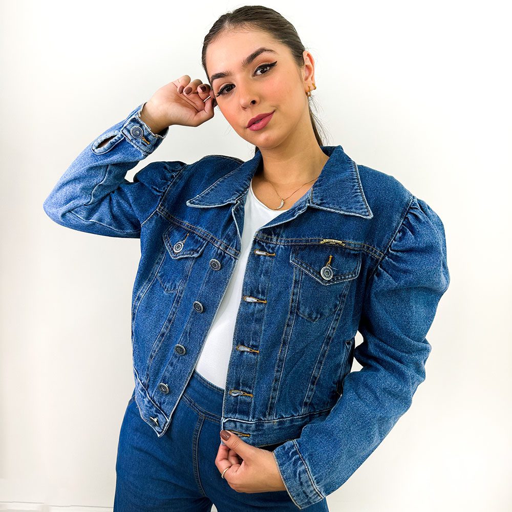 Jaqueta Jeans Manga Princesa