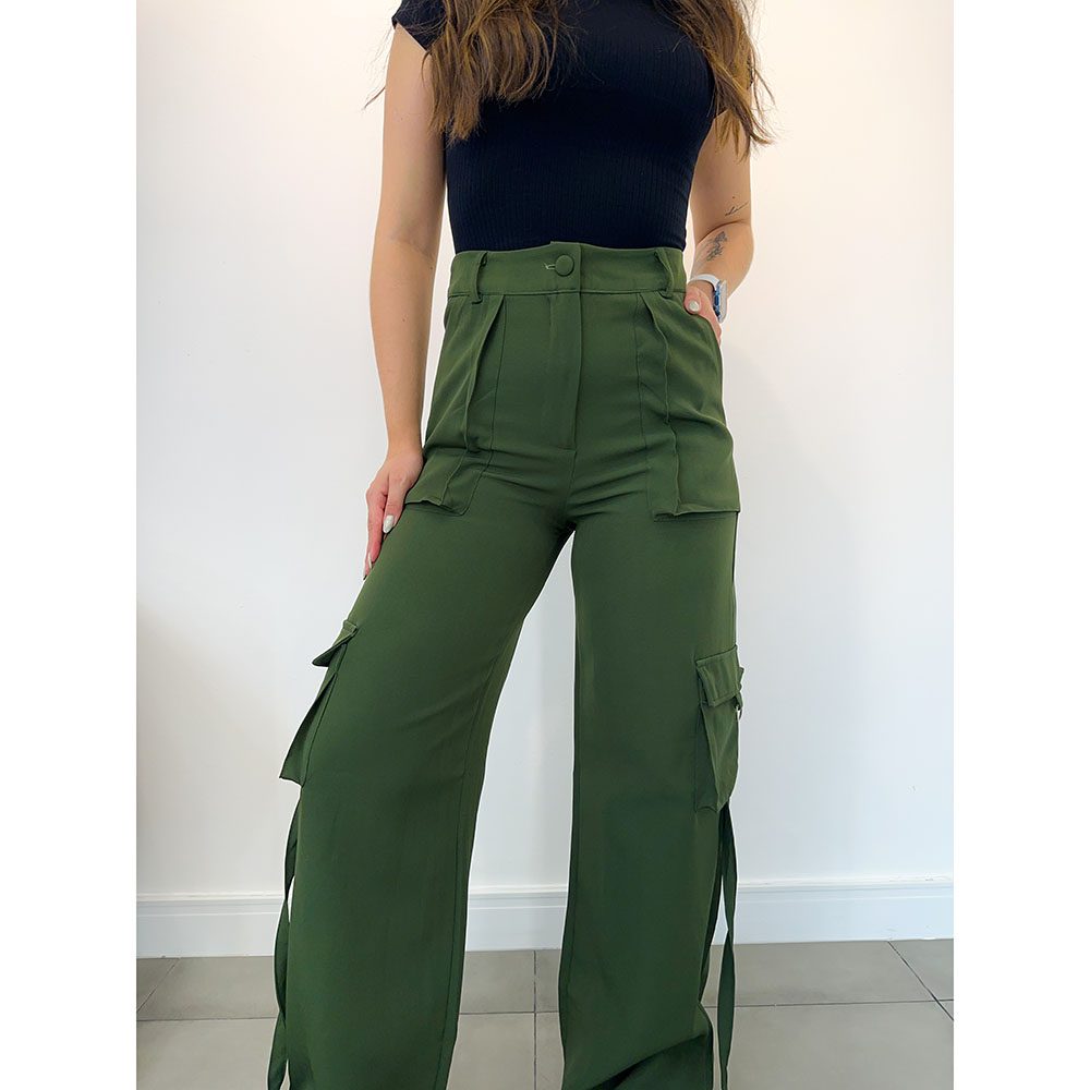 Calça Pantalona com Bolso - PORTAL TRICOT