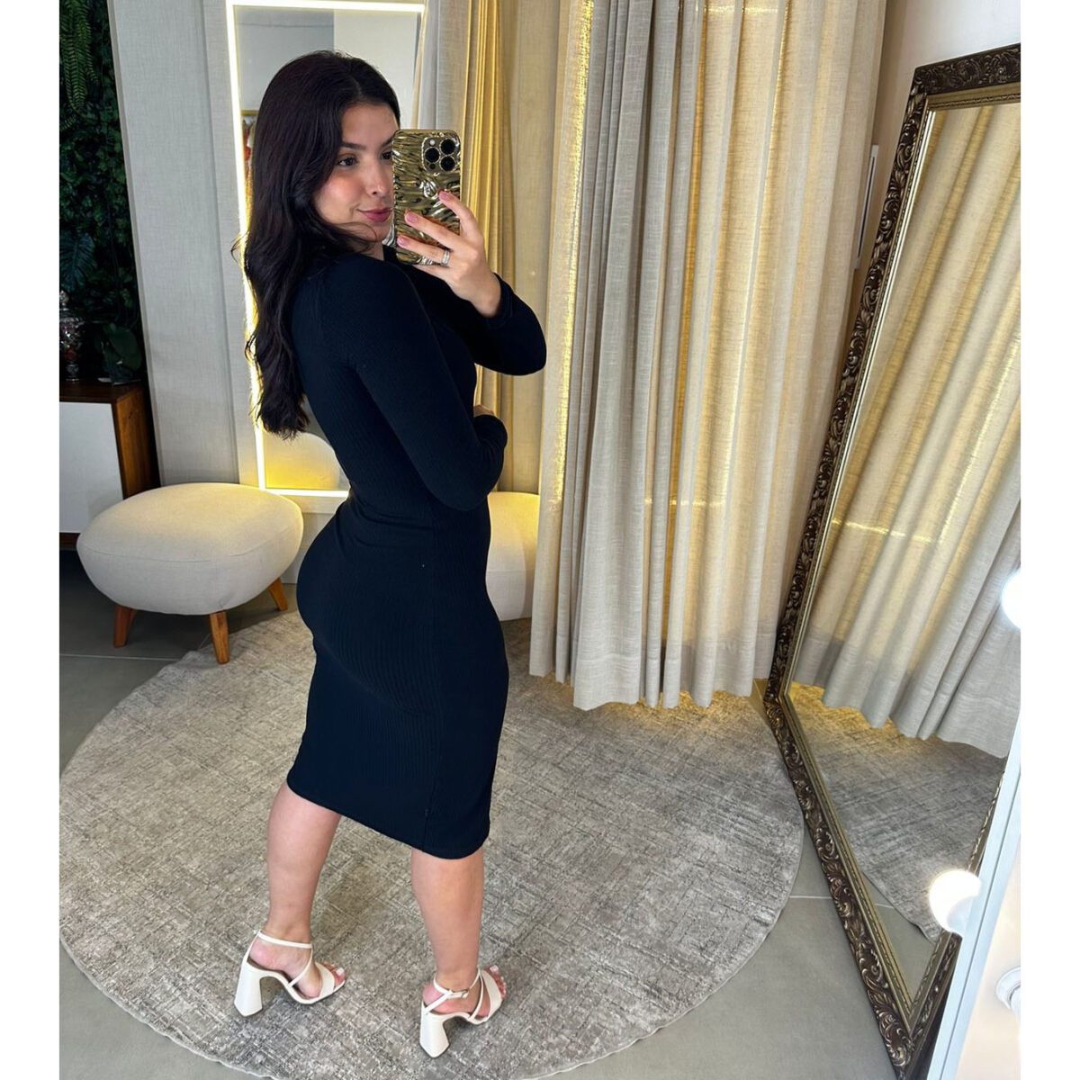 Vestido Canelado Ana Preto