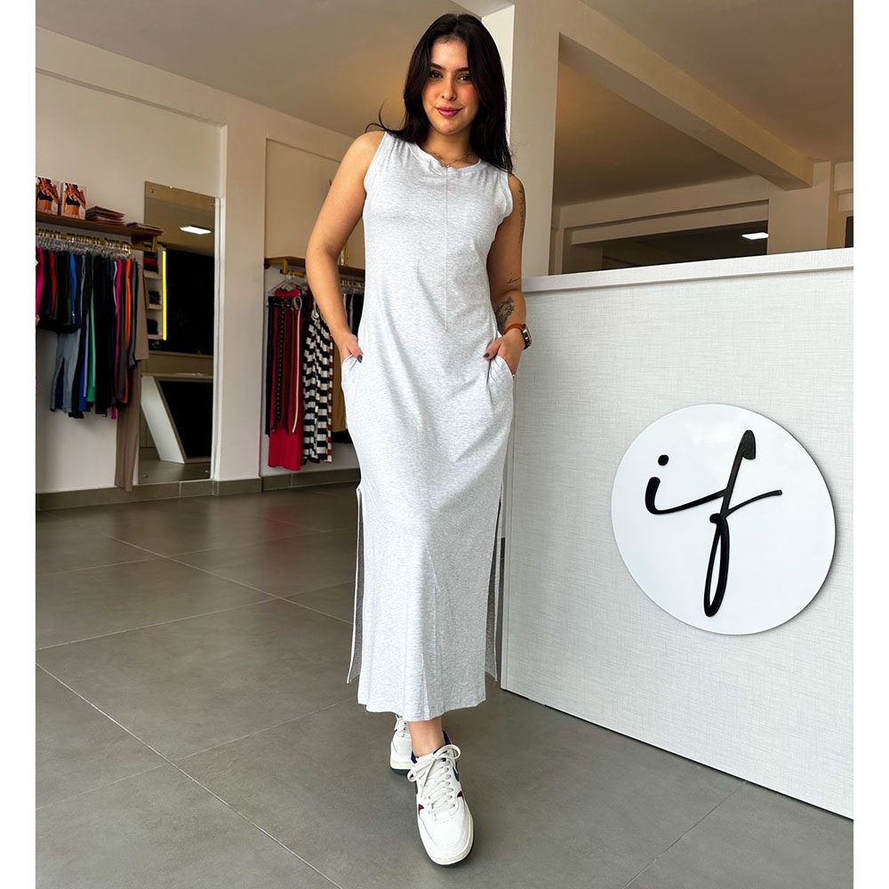 Vestido Grécia Cinza Mescla