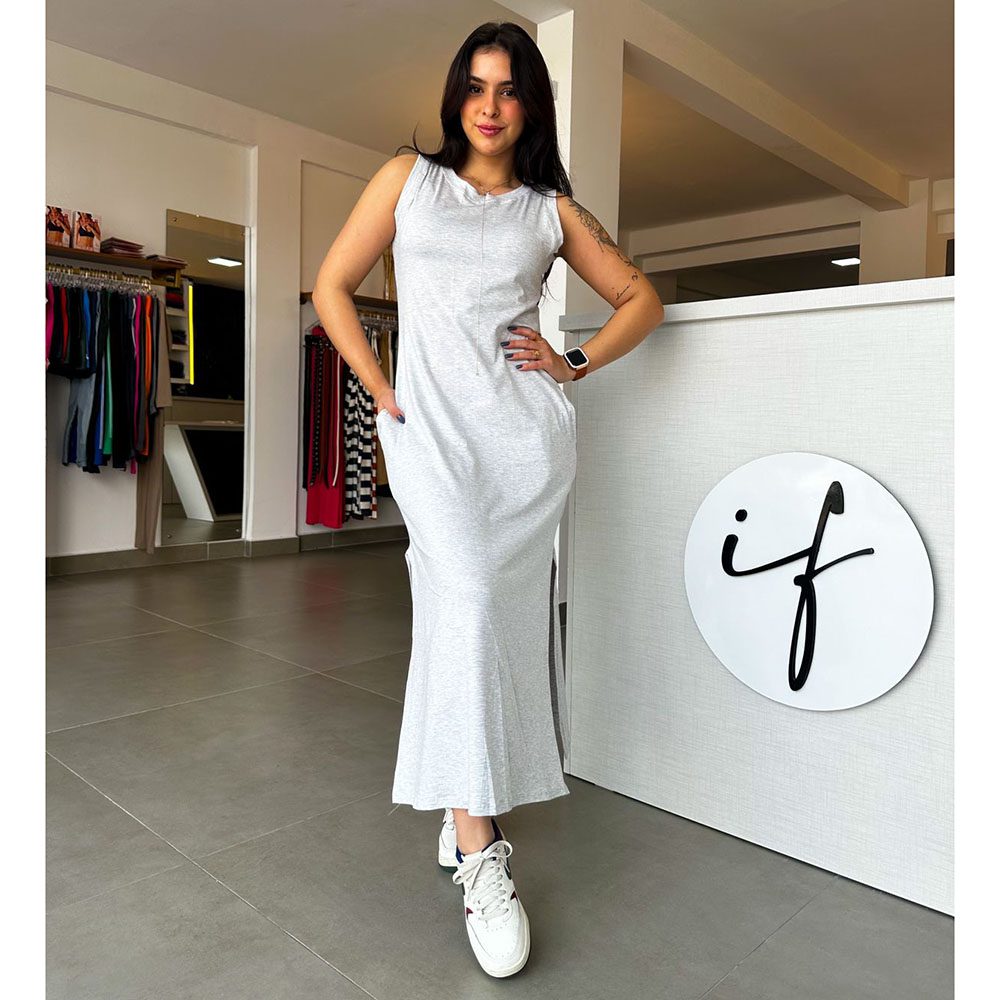 Vestido Grécia Cinza Mescla