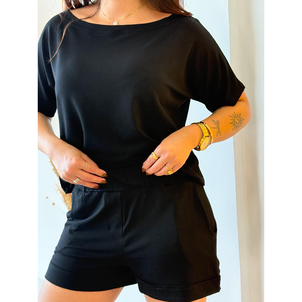 Conjunto Moletinho Short Preto