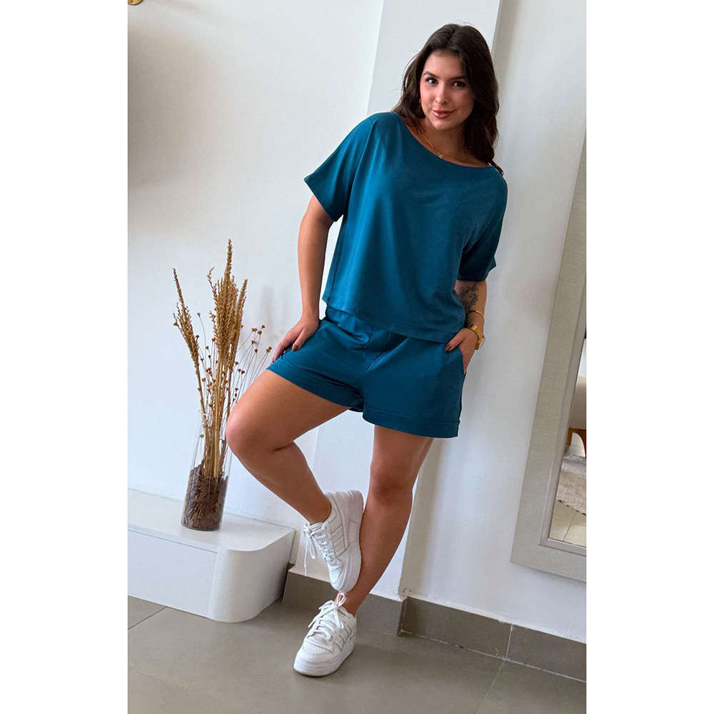 Conjunto Moletinho Short Azul Petróleo