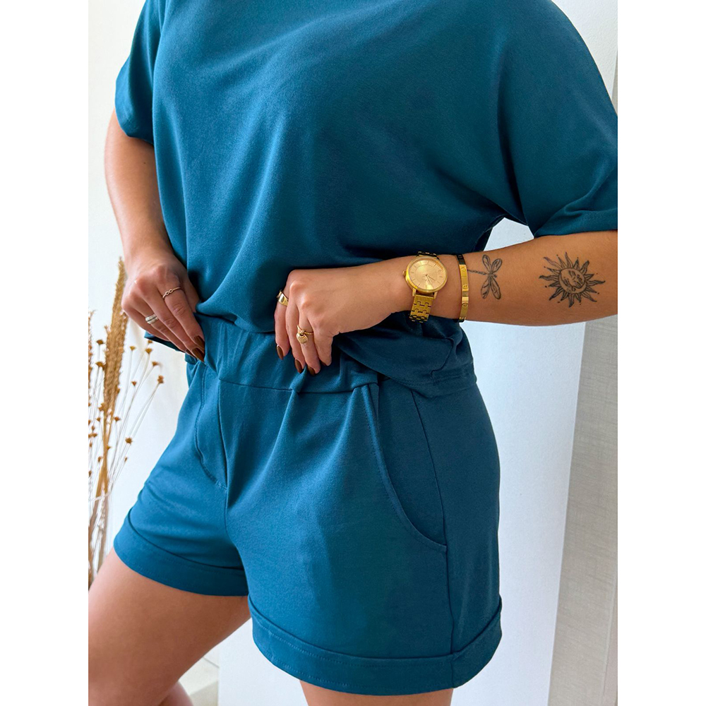 Conjunto Moletinho Short Azul Petróleo