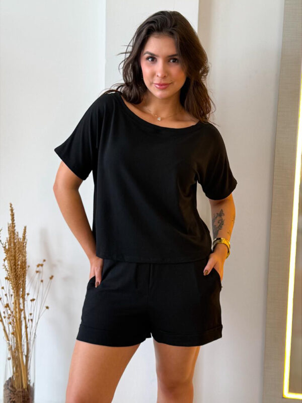 Conjunto Moletinho Short Preto