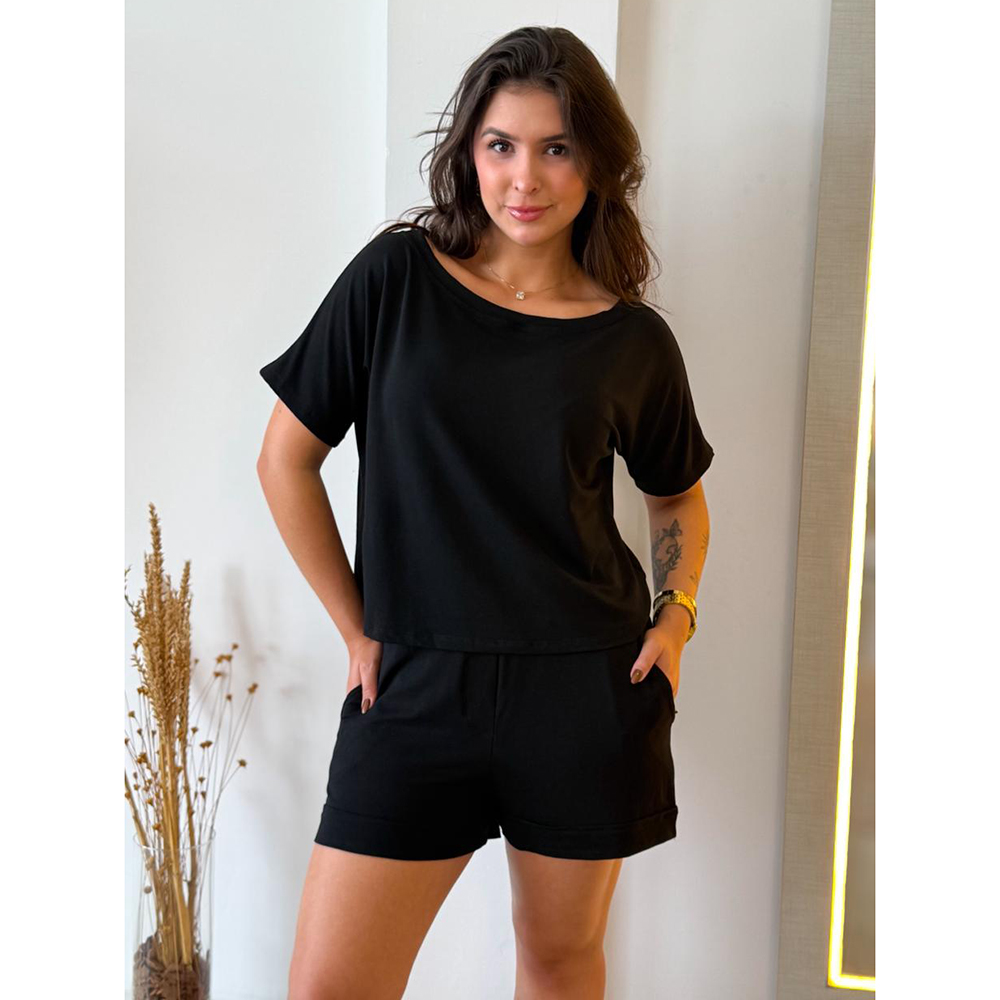 Conjunto Moletinho Short Preto
