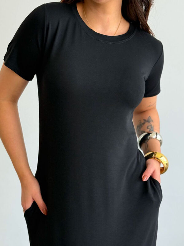 Vestido C/ Manga Moletinho Preto