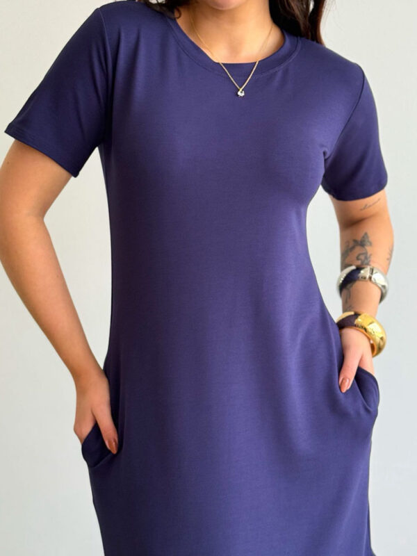 Vestido C/ Manga Moletinho Azul Marinho