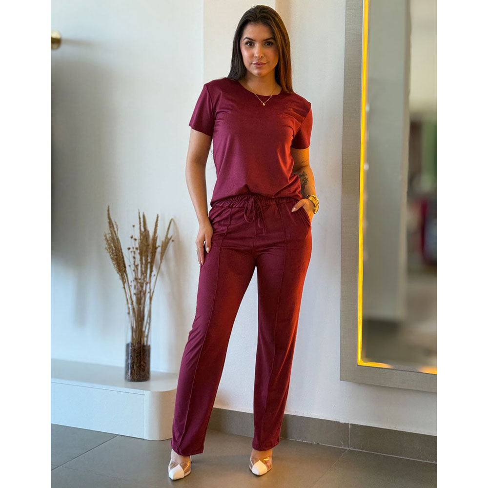 Conjunto Suede Bordô