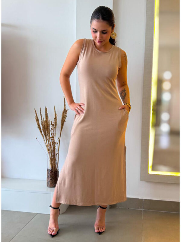 Vestido Regata Moletinho Nude