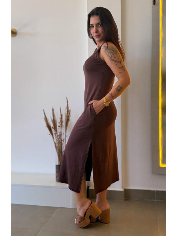 Vestido Regata Moletinho Marrom Escuro