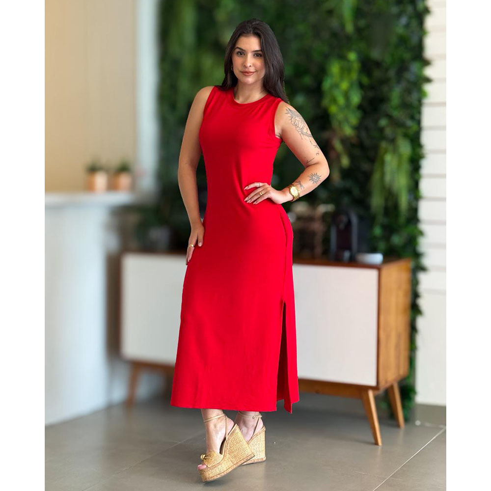 Vestido Regata Moletinho Vermelho