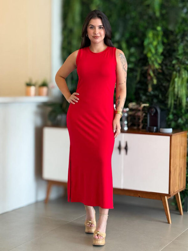 Vestido Regata Moletinho Vermelho