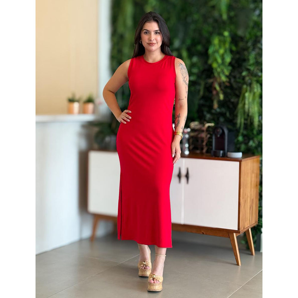 Vestido Regata Moletinho Vermelho