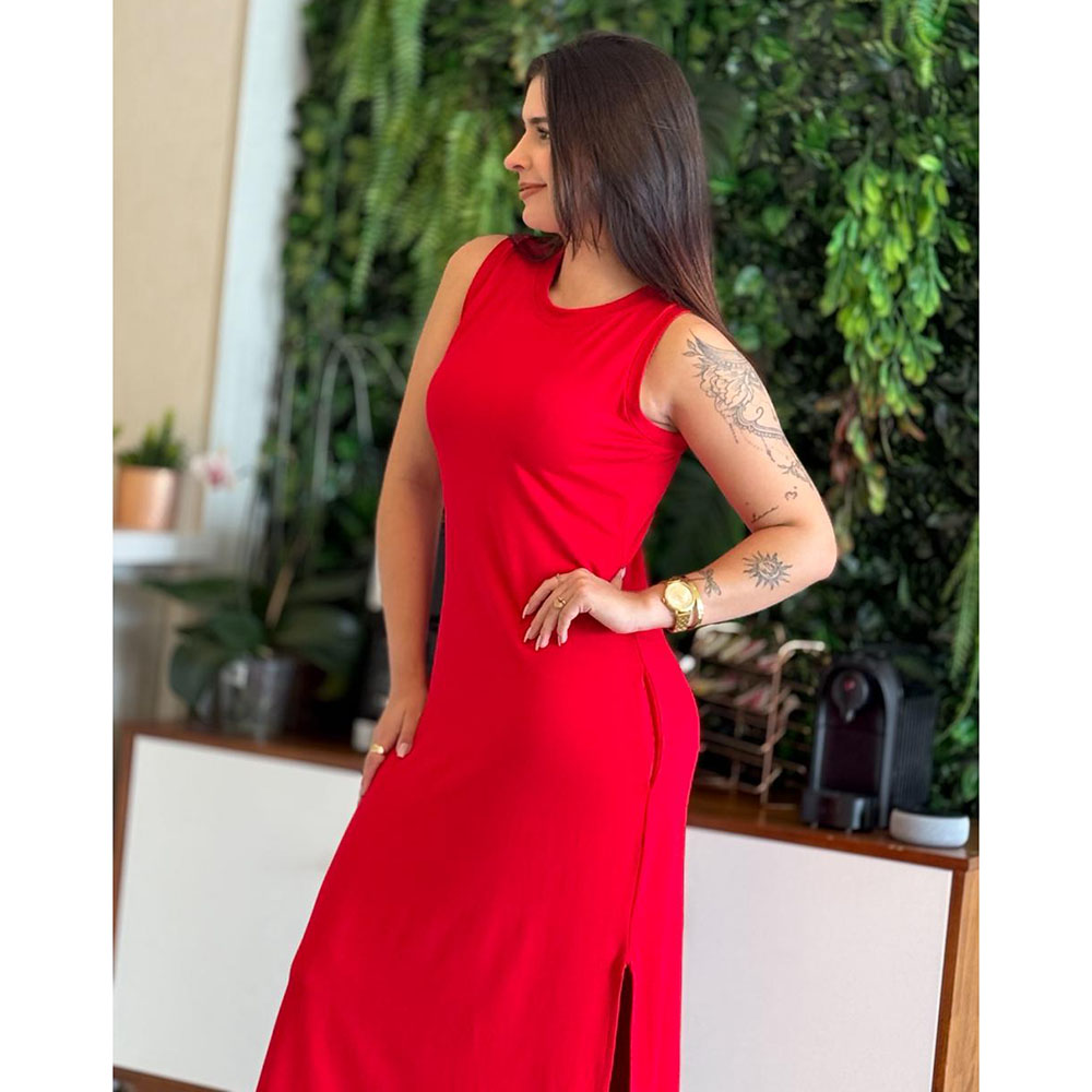Vestido Regata Moletinho Vermelho