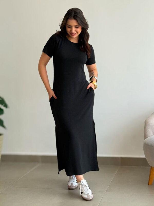 Vestido C/ Manga Moletinho Marrom Claro