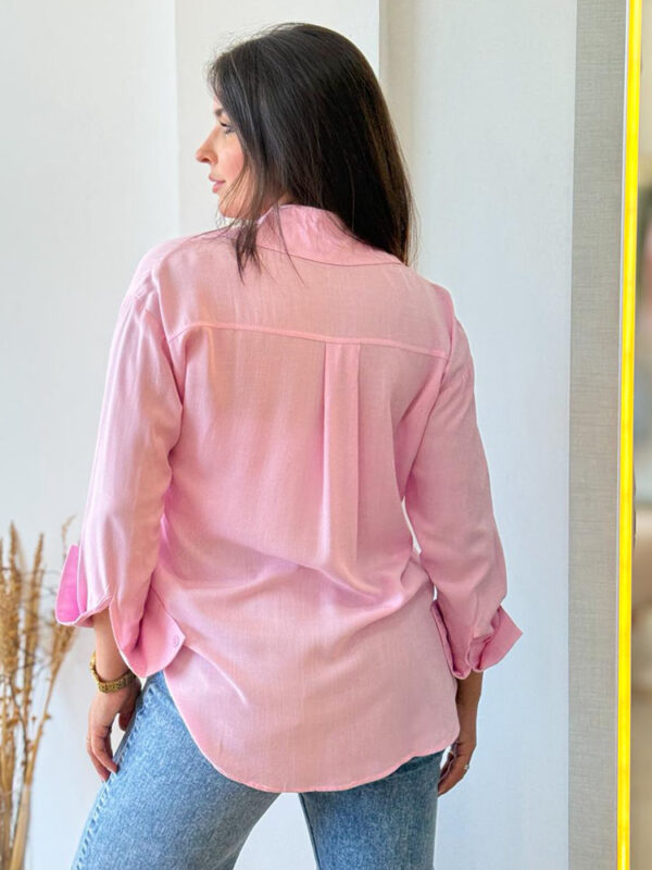 Camisa Viscolinho Rosa Claro
