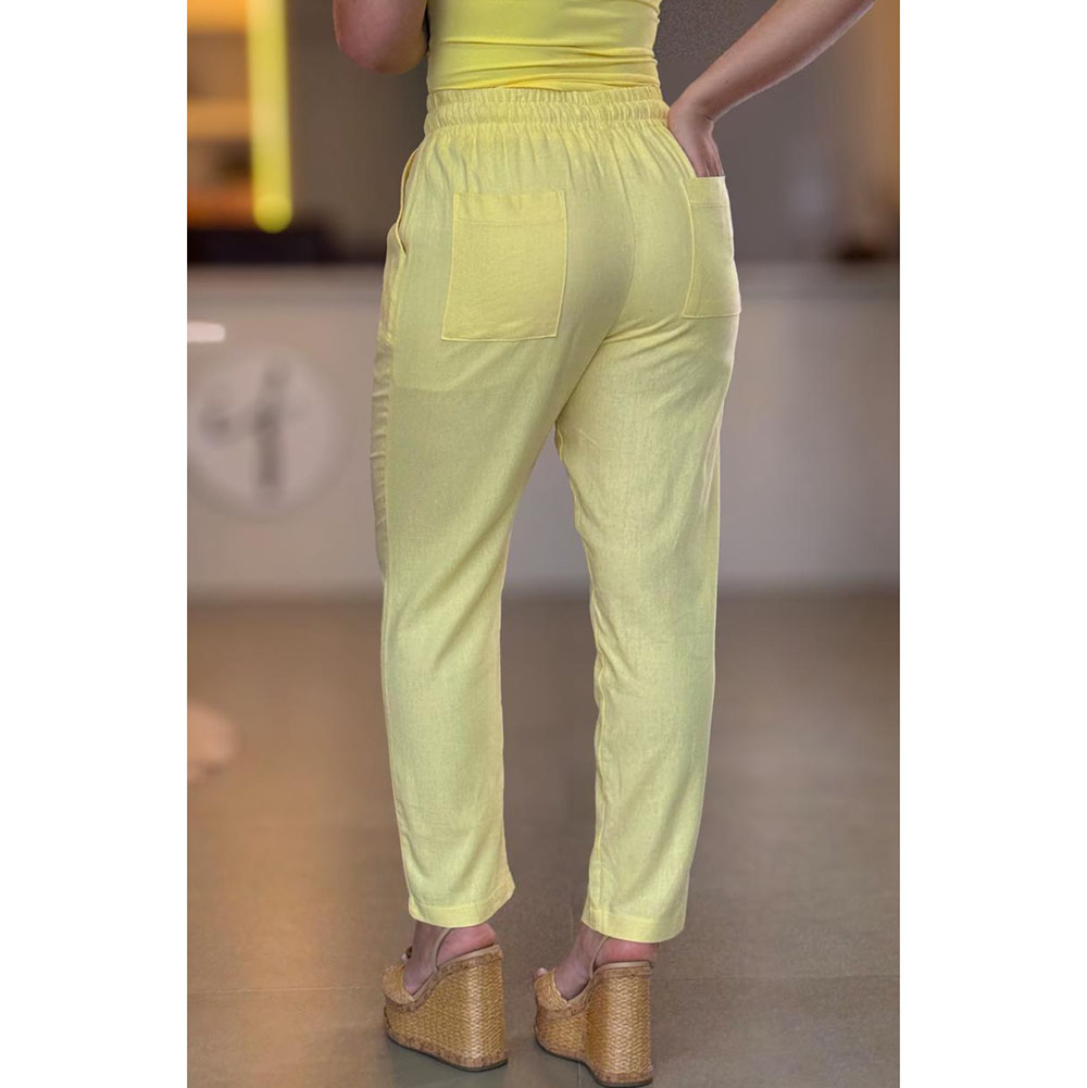 Calça Linho Skinny Amarelo Manteiga