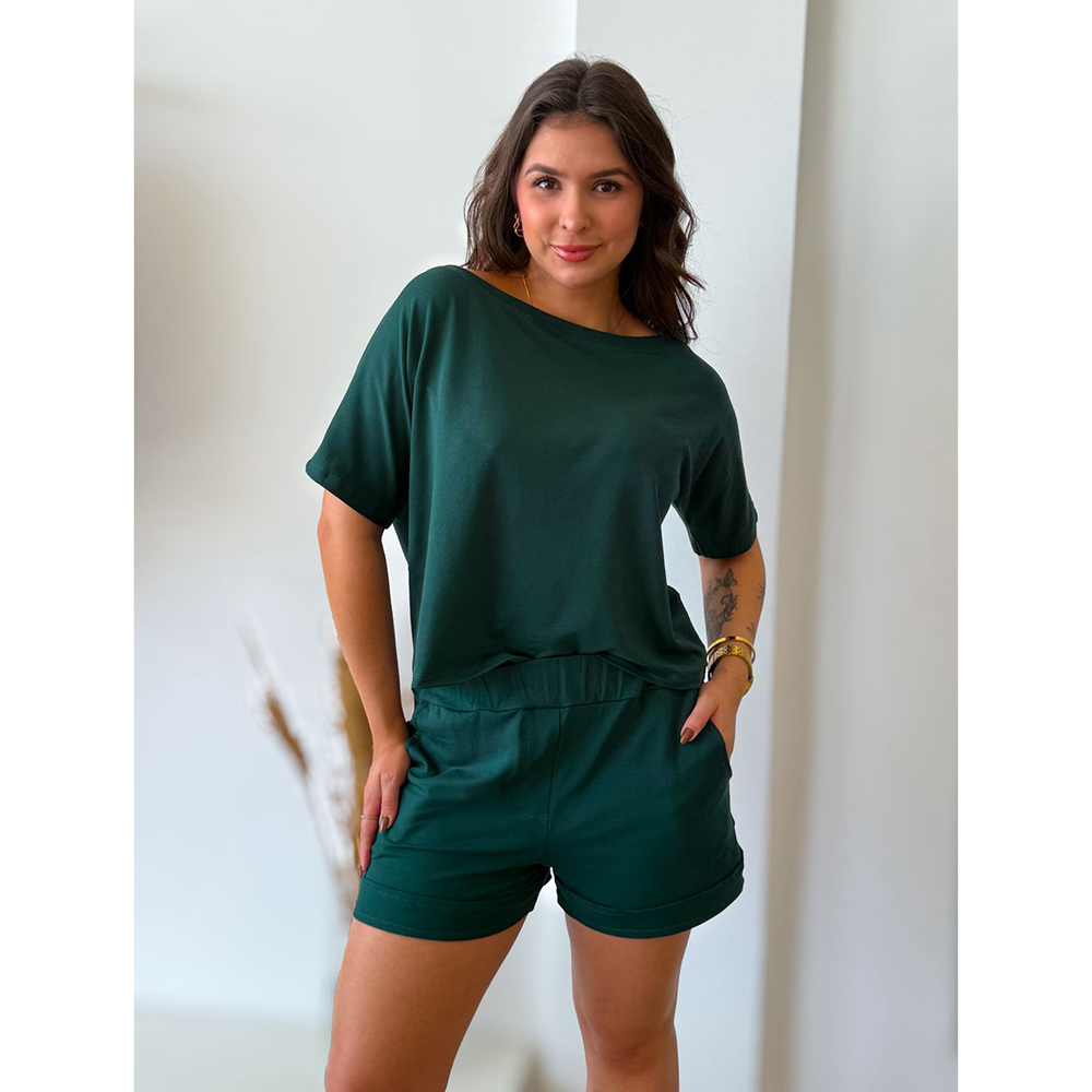 Conjunto Moletinho Short Verde Musgo
