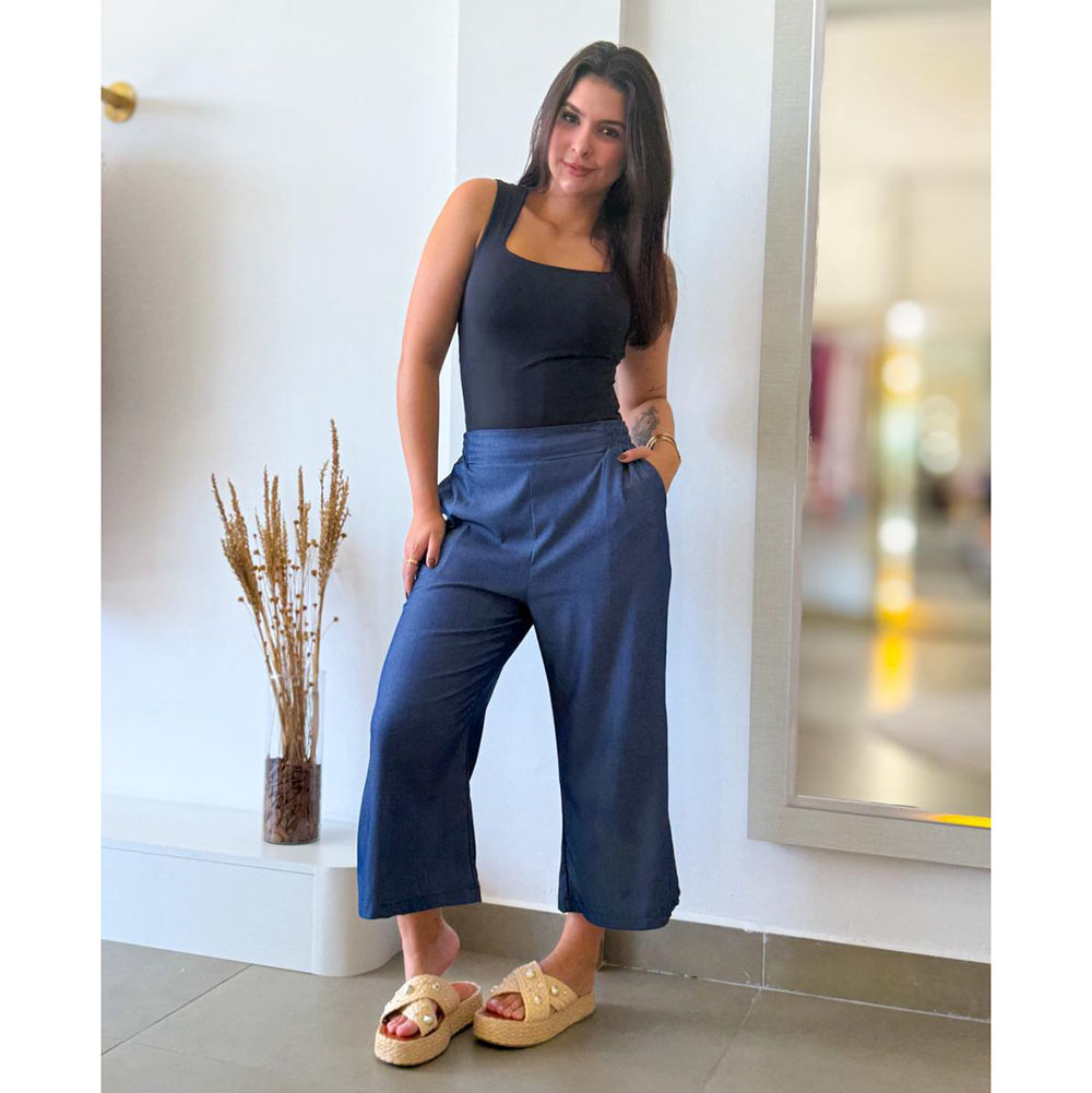 Calça Pantacourt Jeans