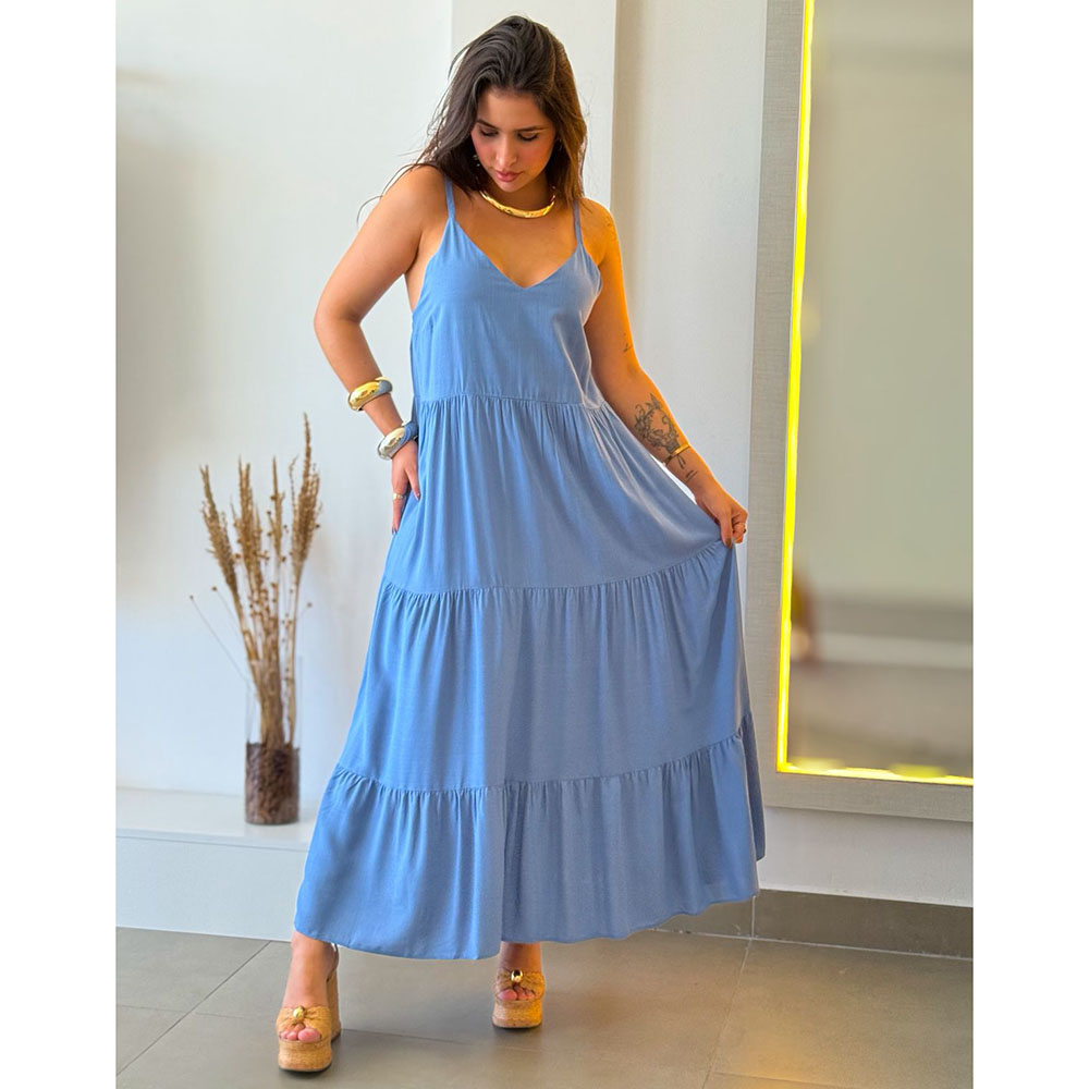 Vestido Longuete Azul Claro