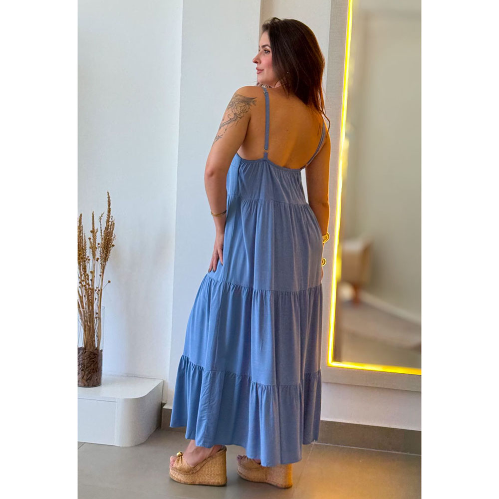 Vestido Longuete Azul Claro