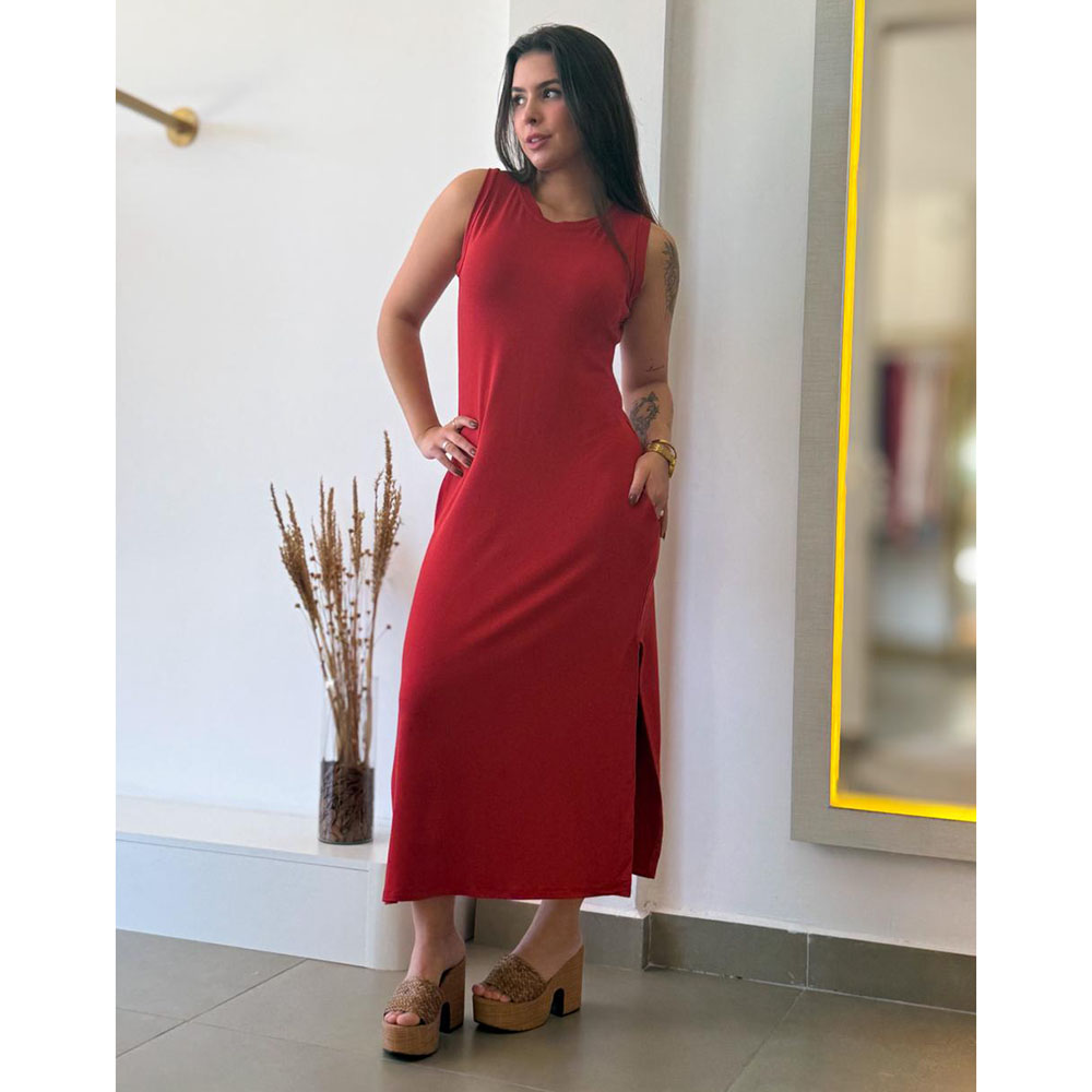 Vestido Regata Moletinho Terracota