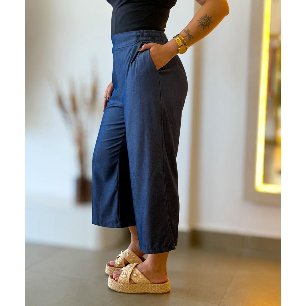 Calça Pantacourt Jeans