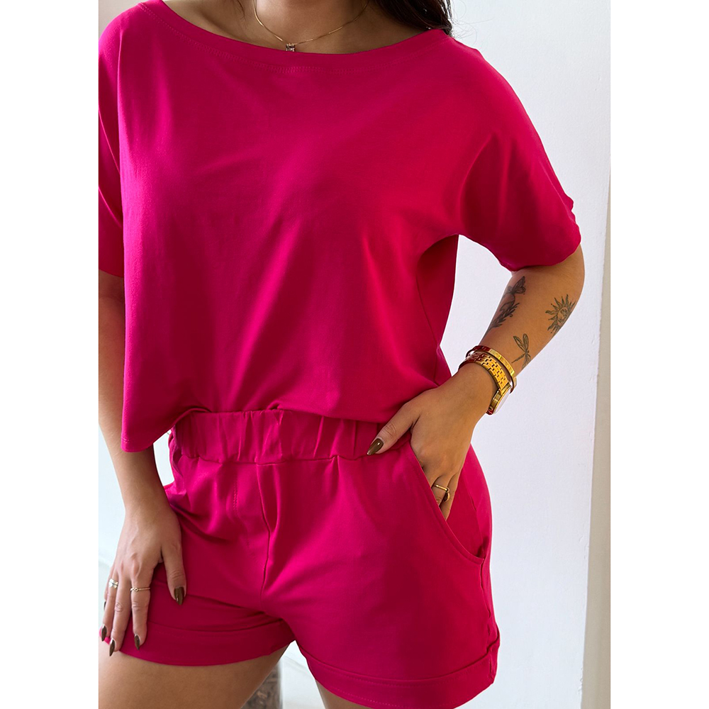Conjunto Moletinho Short Pink