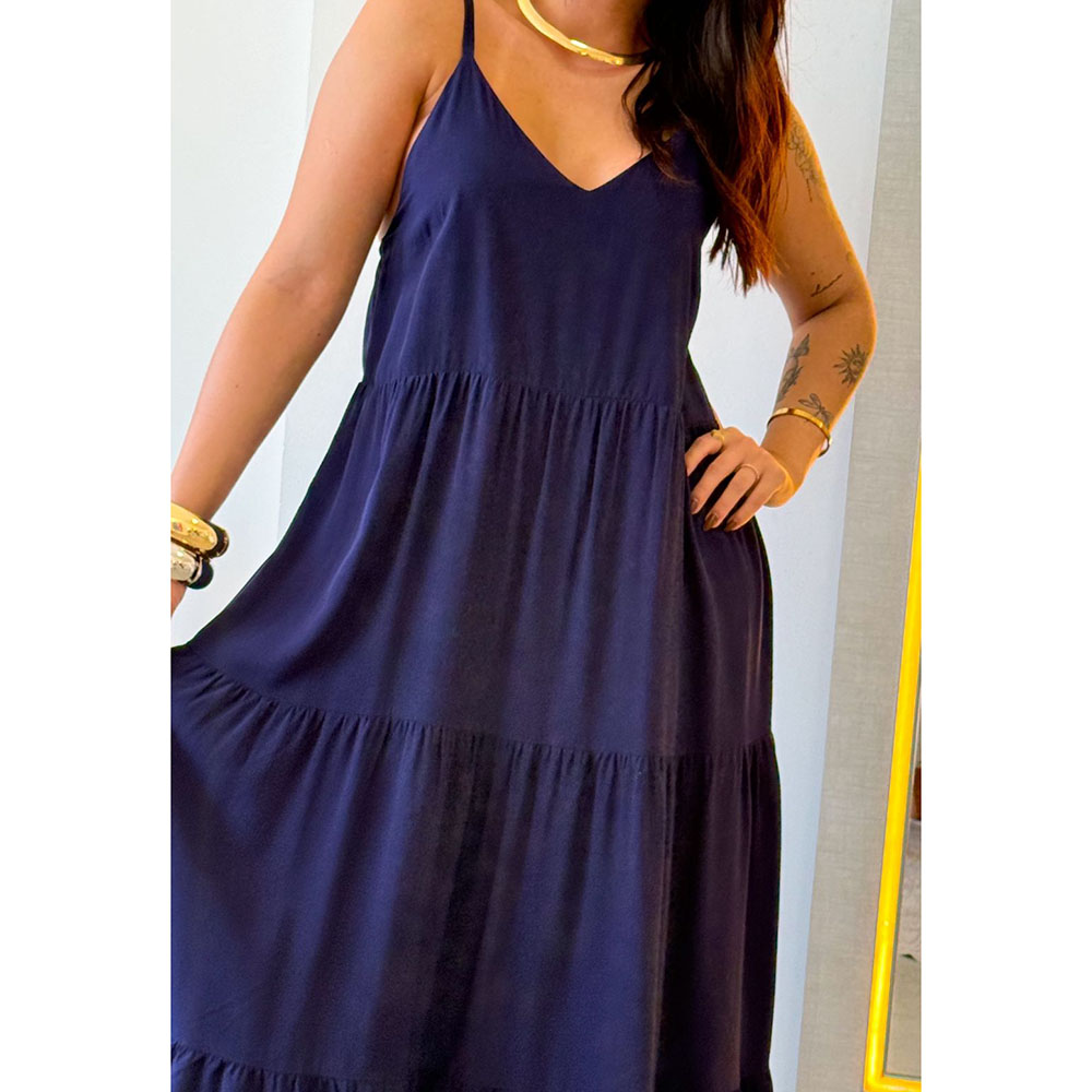 Vestido Longuete Azul Marinho