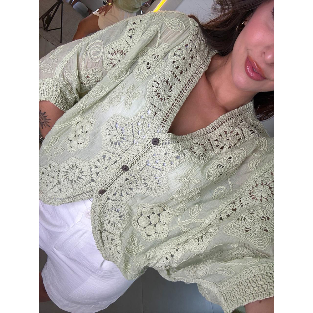Kimono Crochê Verde