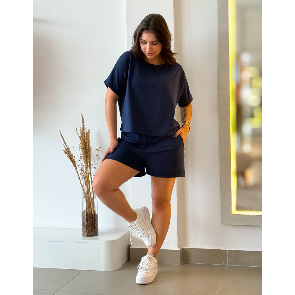 Conjunto Moletinho Short Azul Marinho