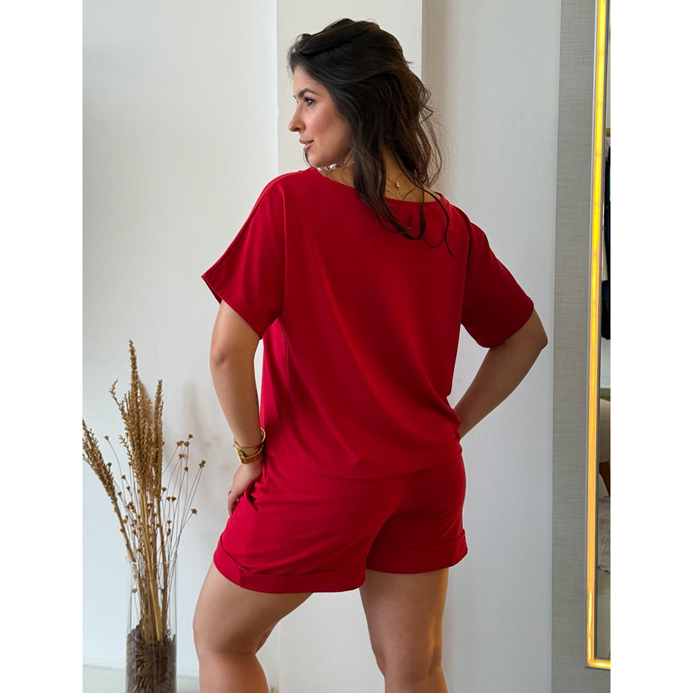 Conjunto Moletinho Short Vermelho