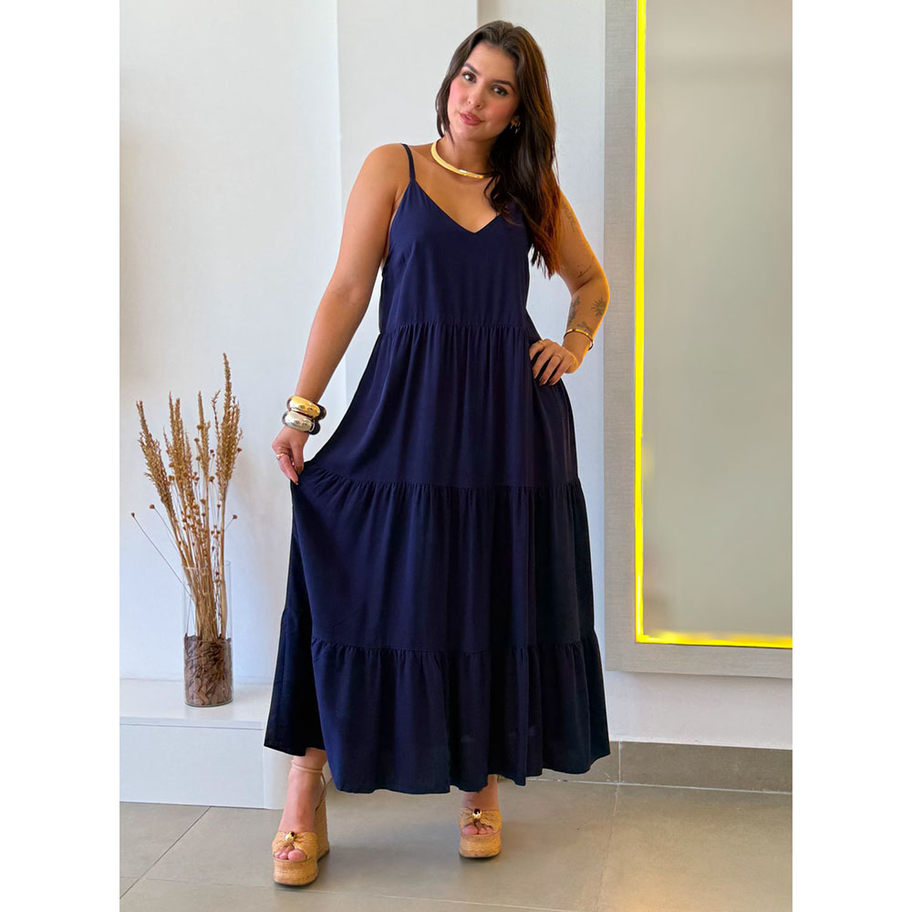 Vestido Longuete Azul Marinho