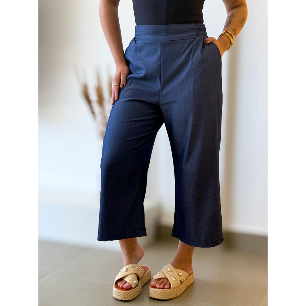 Calça Pantacourt Jeans