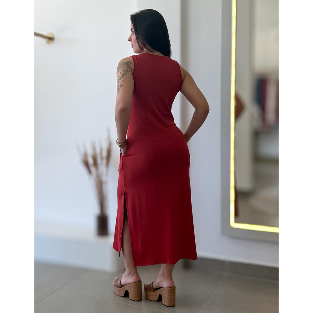 Vestido Regata Moletinho Terracota