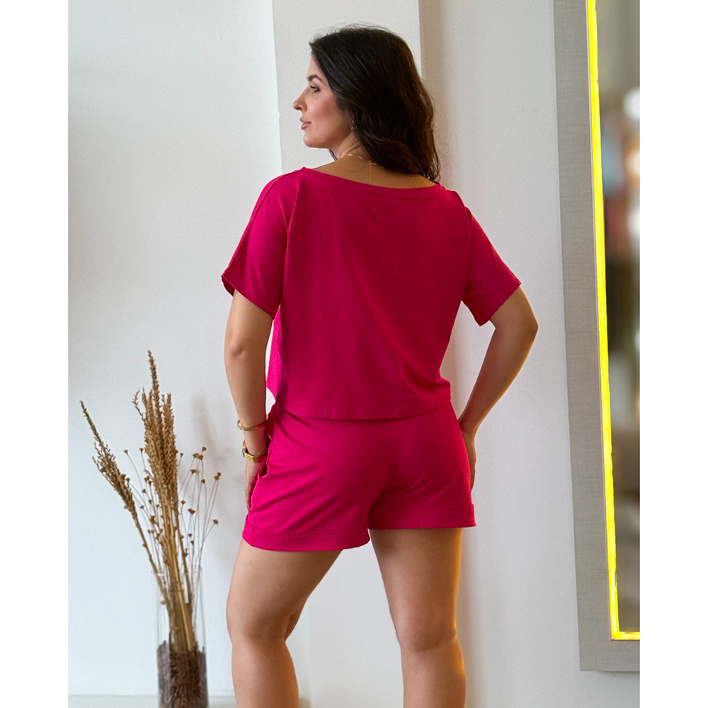 Conjunto Moletinho Short Pink