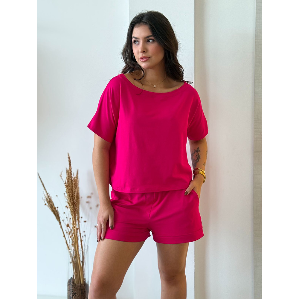 Conjunto Moletinho Short Pink