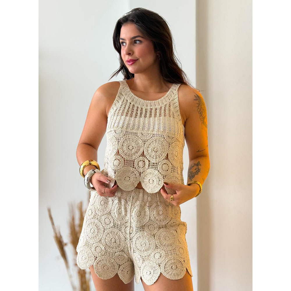 Conjunto Crochê Nude