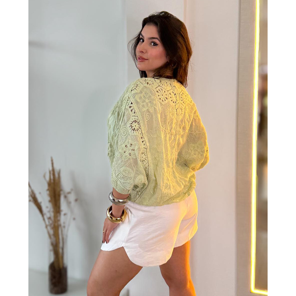 Kimono Crochê Verde