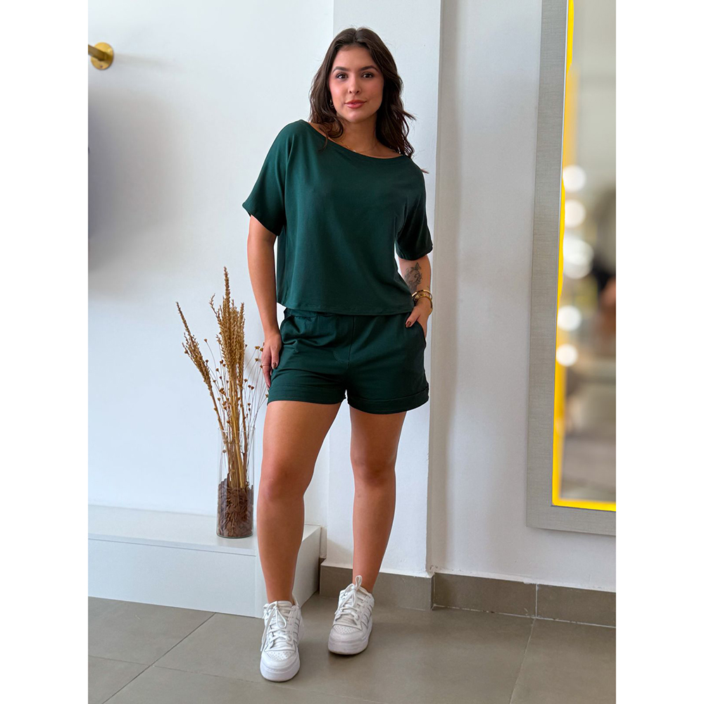 Conjunto Moletinho Short Verde Musgo