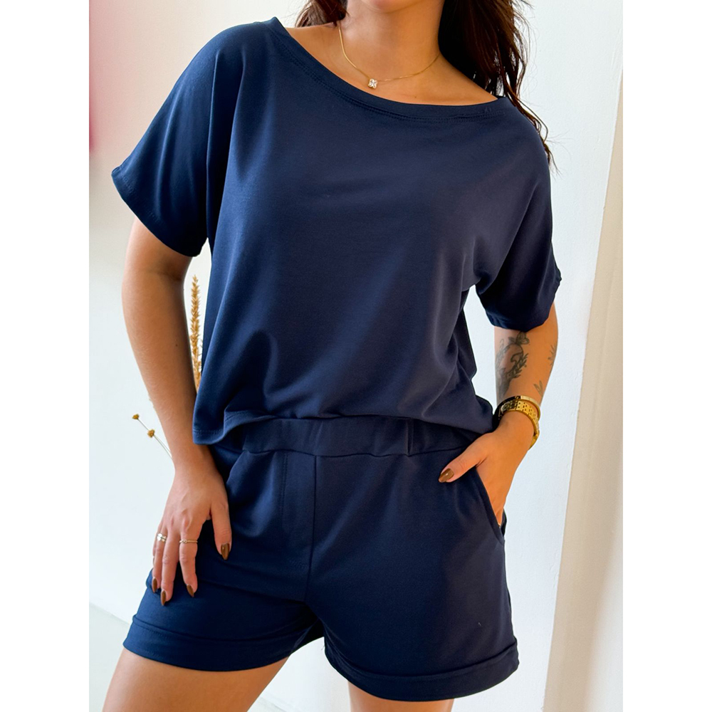 Conjunto Moletinho Short Azul Marinho