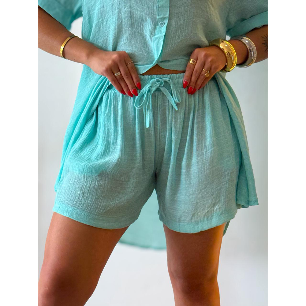 Conjunto Chemise Crepe Verde Água