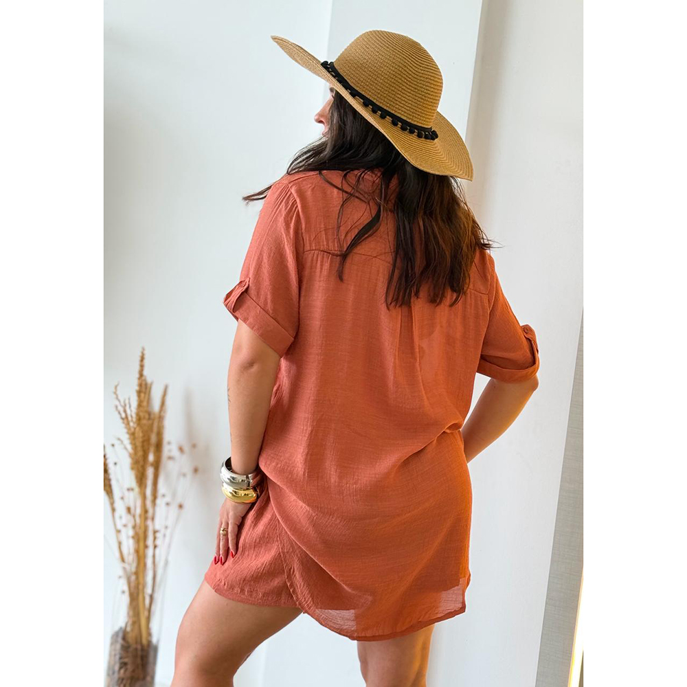 Conjunto Chemise Crepe Marrom