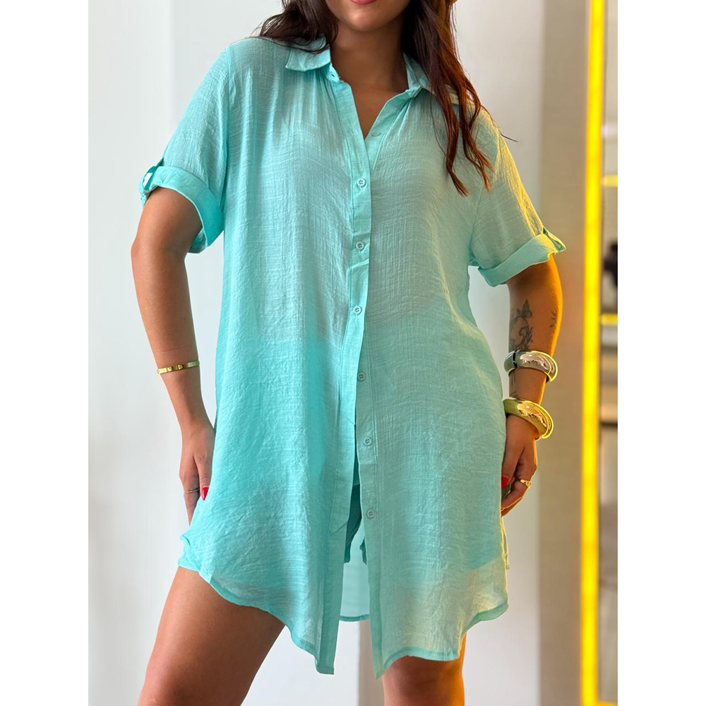 Conjunto Chemise Crepe Verde Água