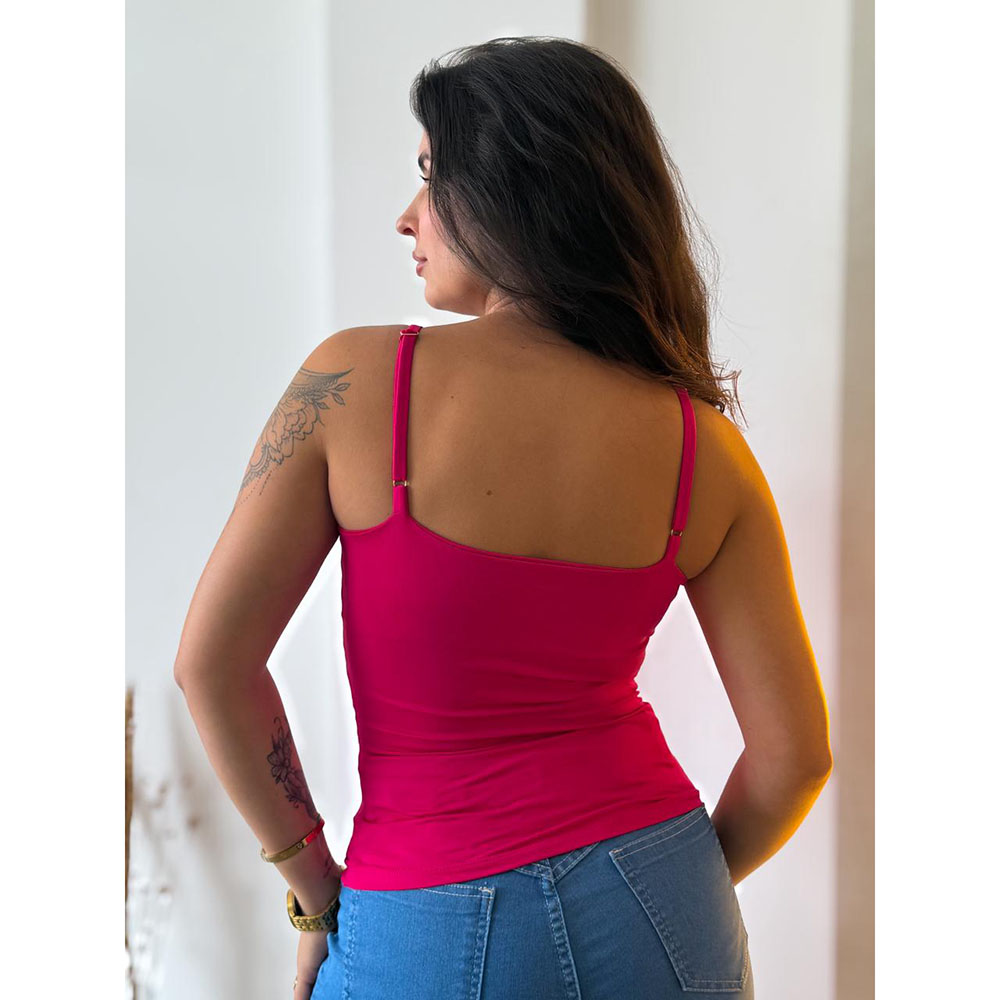 Regata Com Bojo e Alça Regulável Rosa Pink