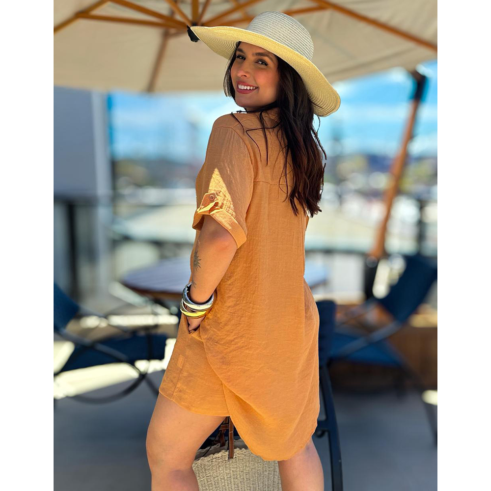 Conjunto Chemise Crepe Caramelo